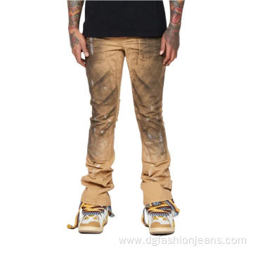 Patched Flare Distressed Ripped Man Jeans